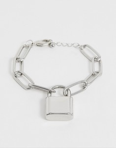 Серебристый браслет-цепочка с замком ASOS DESIGN - Серебряный