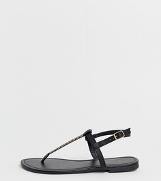 Черные сандалии для широкой стопы с металлическими элементами New Look - Черный