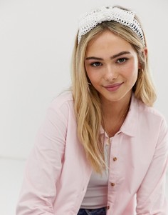 Белая повязка на голову из кроше с бантом My Accessories London - Белый