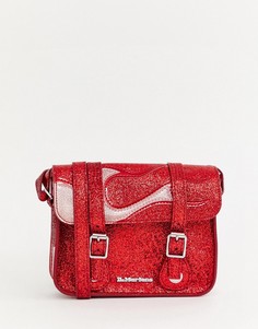 Красный портфель с языками пламени и блестками Dr Martens - 7 дюймов - Красный