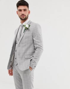 Серый приталенный пиджак в клетку River Island - Серый