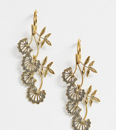 Позолоченные серьги-кольца с подвесками в виде цветов Regal Rose - Золотой