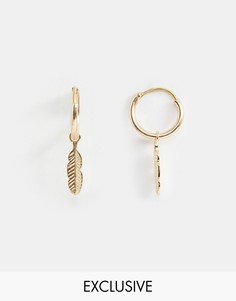 Золотистые серьги-кольца с перьями Reclaimed Vintage эксклюзивно для ASOS - Золотой