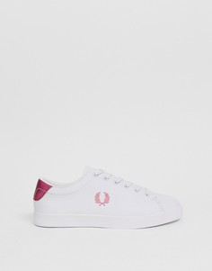 Кожаные кроссовки с розовым логотипом Fred Perry Lottie - Белый