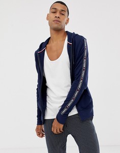 Темно-синий худи с молнией и отделкой кантом с логотипом Tommy Hilfiger authentic - Темно-синий