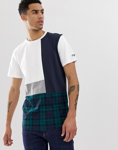 Удлиненная футболка со вставкой в клетку Jack & Jones Originals - Белый