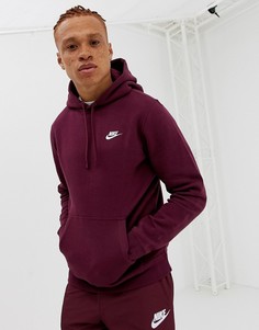 Худи бордового цвета с логотипом Nike Club - Красный