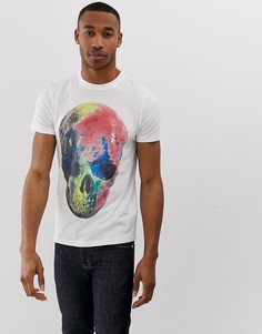 Белая узкая футболка с большим принтом черепа PS Paul Smith - Белый