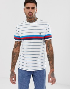 Белая футболка в полоску с круглым вырезом Original Penguin - Белый