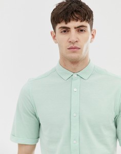 Приталенная рубашка с коротким рукавом из пике Only & Sons - Зеленый