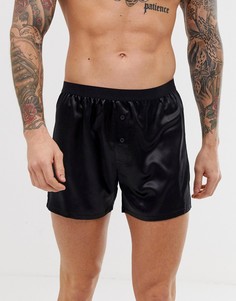Черные атласные боксеры ASOS DESIGN - Черный