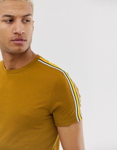Светло-коричневая футболка с контрастной отделкой лентой на рукавах ASOS DESIGN - Коричневый