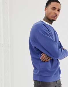 Синий свободный свитшот с контрастным вырезом ASOS DESIGN - Синий
