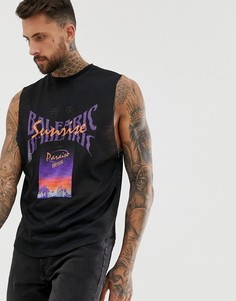 Майка с принтом Paradiso и закругленным краем ASOS DESIGN - Черный