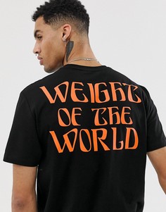 Свободная футболка с принтом weight of the World на спине ASOS DESIGN - Черный