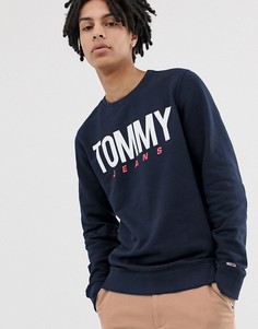 Темно-синий флисовый свитшот с логотипом Tommy Jeans essential - Темно-синий