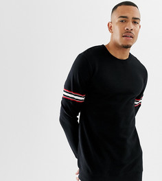 Черный свитшот с полосами Burton Menswear Big & Tall - Черный