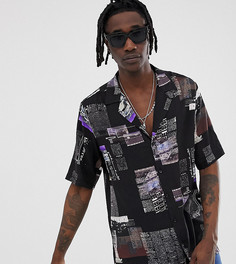 Рубашка с газетным фотопринтом Reclaimed Vintage - Черный