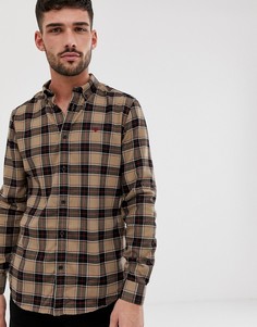 Облегающая рубашка в светло-бежевую клетку River Island - Светло-бежевый