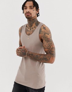 Бежевая облегающая майка из органического материала ASOS DESIGN - Бежевый