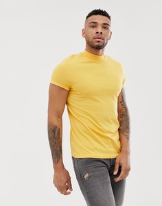 Желтая футболка с короткими рукавами и высоким воротом ASOS DESIGN - Желтый