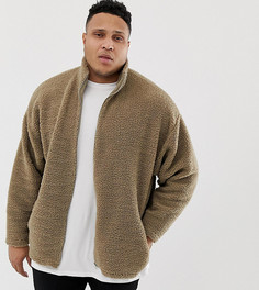 Бежевая спортивная oversize-куртка из искусственного меха ASOS DESIGN Plus - Бежевый