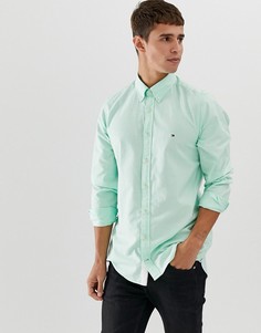 Зеленая приталенная оксфордская рубашка на пуговицах из пике с логотипом Tommy Hilfiger - Зеленый