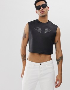 Короткая майка с принтом херувимов ASOS DESIGN - Черный