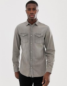 Серая приталенная джинсовая рубашка Jack & Jones - Серый