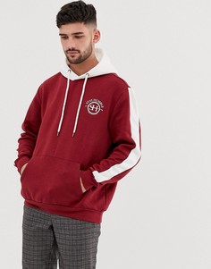 Худи красно-белого цвета с принтом на груди Bershka - Красный