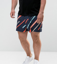 Шорты слим с эластичным поясом и принтом ASOS PLUS - Темно-синий