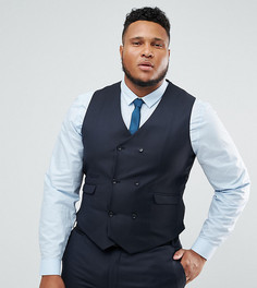 Темно-синий жилет узкого кроя из 100% шерсти ASOS PLUS - Темно-синий