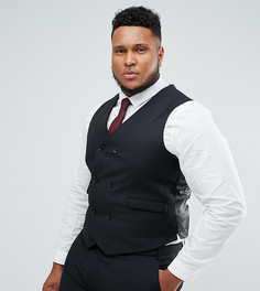 Черный приталенный жилет из 100% шерсти ASOS PLUS - Черный
