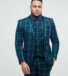 Приталенный пиджак в шотландскую клетку ASOS PLUS - Зеленый