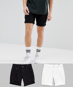Джинсовые шорты узкого кроя (черный/белый) ASOS DESIGN - Мульти