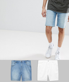 Джинсовые шорты скинни (белый/голубой) ASOS DESIGN Tall - Мульти