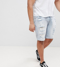Светлые облегающие джинсовые шорты с рваной отделкой ASOS PLUS - Синий