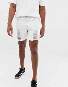 Белые джинсовые шорты с рваной отделкой SikSilk - Белый