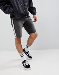 Черные джинсовые шорты скинни с полосками по бокам ASOS DESIGN - Черный