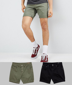 Джинсовые шорты узкого кроя (черный/зеленый) ASOS DESIGN - Мульти