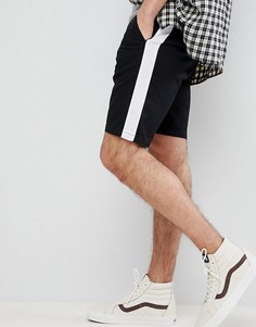 Узкие черные шорты с белыми полосками по бокам ASOS - Черный