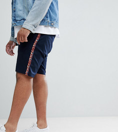 Темно-синие шорты слим с ацтекскими полосками по бокам ASOS DESIGN Plus - Темно-синий