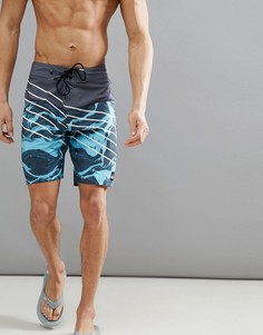 Сине-серые пляжные шорты длиной 19 дюймов Quiksilver Highline Lava Slash - Синий