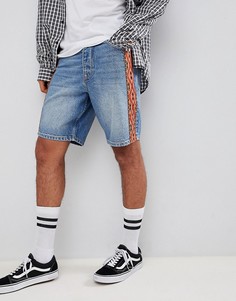 Джинсовые шорты с ацтекскими полосками по бокам ASOS DESIGN - Синий