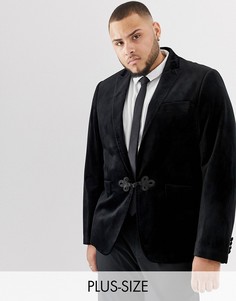 Приталенный бархатный блейзер с атласными лацканами Gianni Feraud Plus premium - Черный