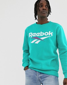 Сине-зеленый свитшот с логотипом Reebok vector - Синий