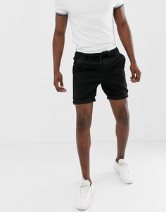 Черные зауженные шорты чиносы с эластичным поясом ASOS DESIGN - Черный