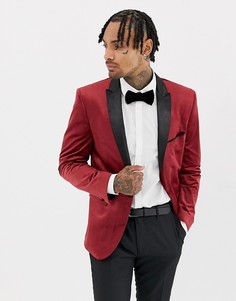 Бархатный приталенный блейзер Harry Brown - Красный