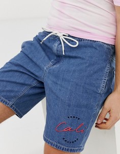 Свободные выбеленные джинсовые шорты с вышивкой ASOS DESIGN - Синий