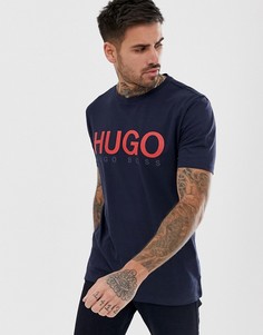 Темно-синяя футболка с логотипом HUGO Dolive-U3 - Темно-синий